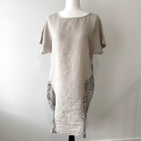 Neutral Linen Dress | Made in Italy - Picture 1 of 12